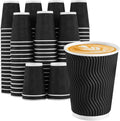 Coffee Cups 12 oz 100 Pack – Black Insulated Ripple Wall Paper Cups