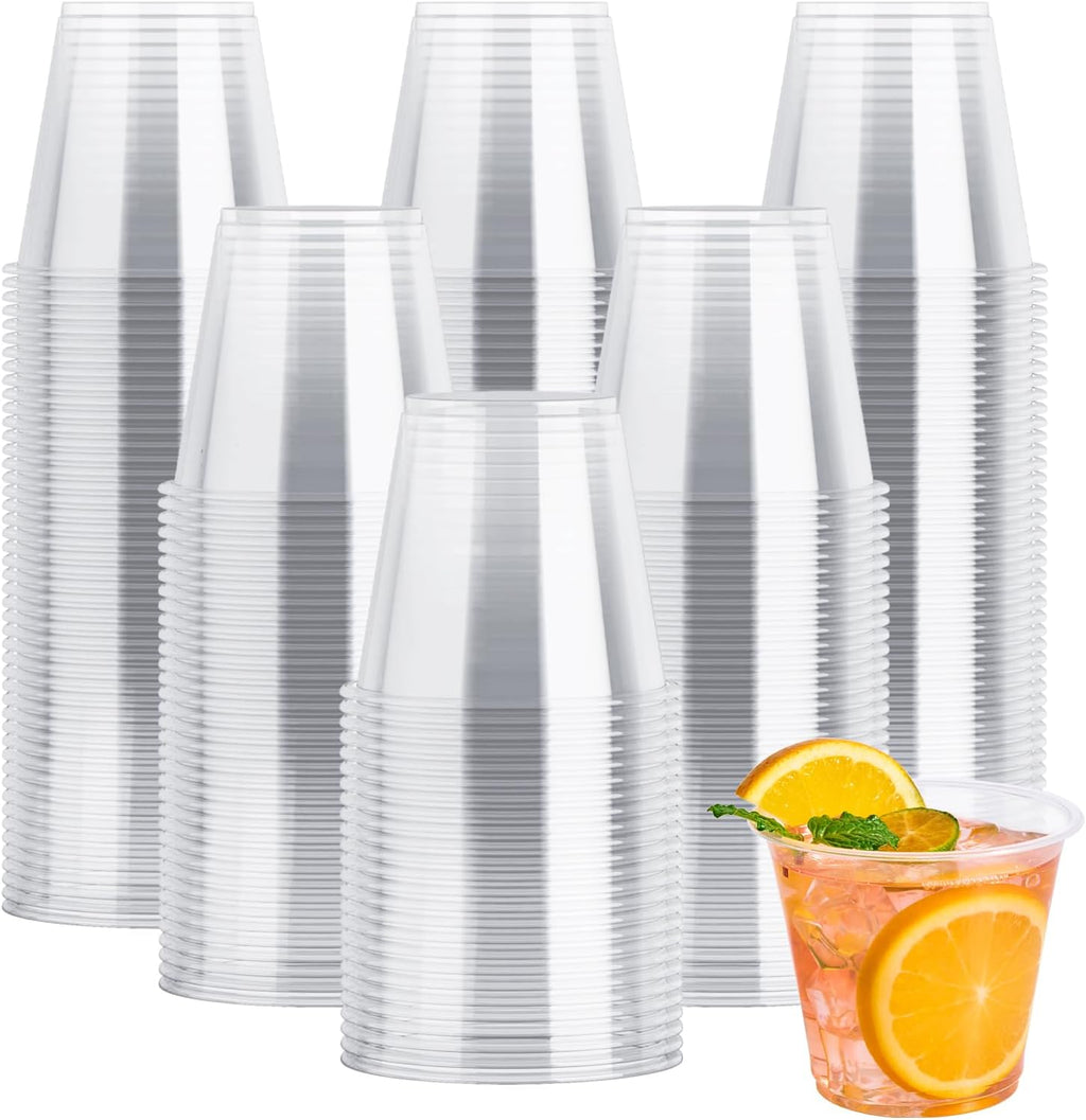 300 Pack 9 oz Clear Plastic Party Cups – Crystal Clear PET Disposable Wine Cups