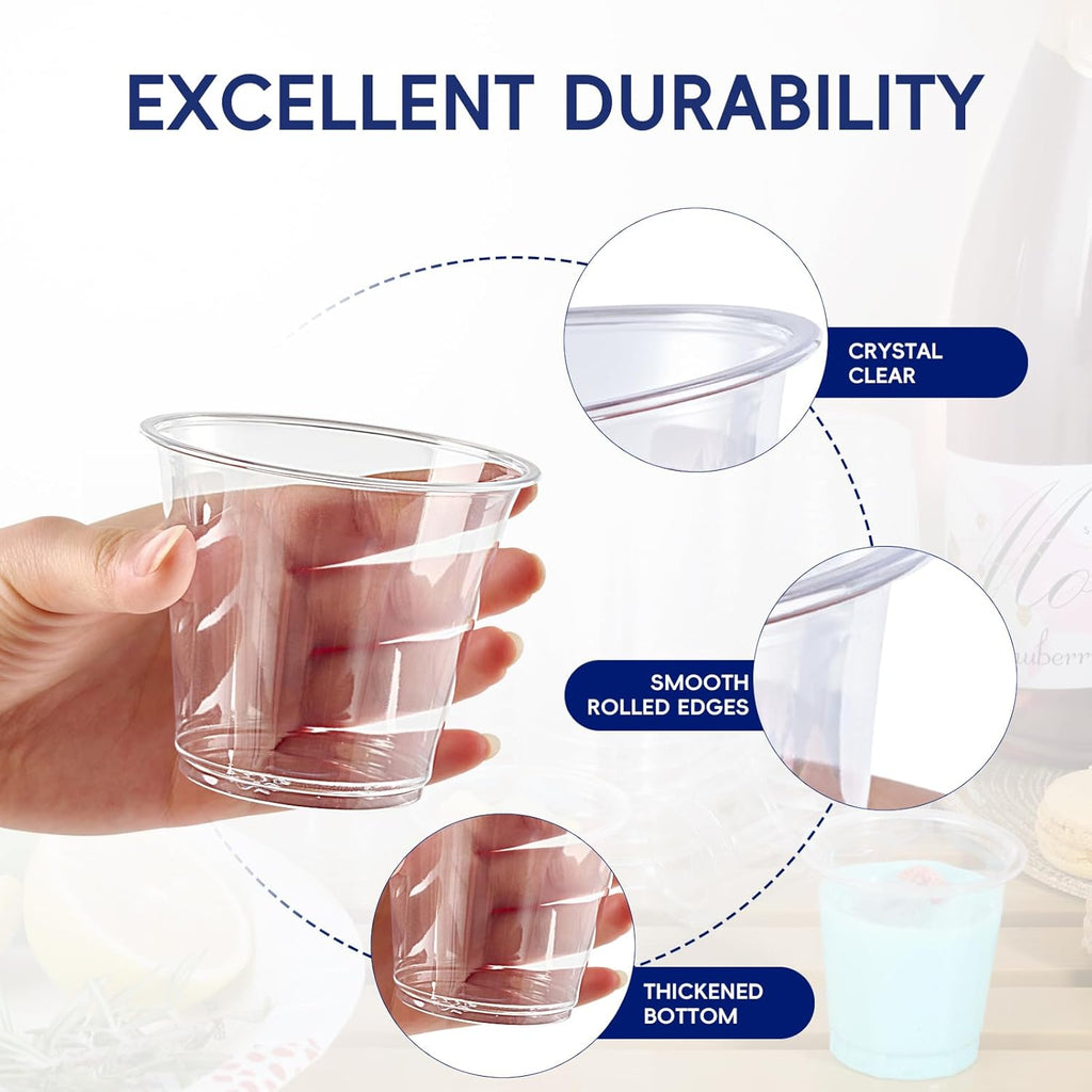300 Pack 9 oz Clear Plastic Party Cups – Crystal Clear PET Disposable Wine Cups
