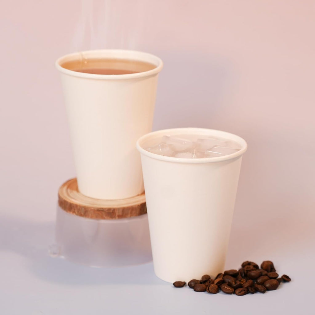 Disposable Paper Coffee Cups 12 oz 300 Count Bulk – Leak-Proof White Recyclable Cups