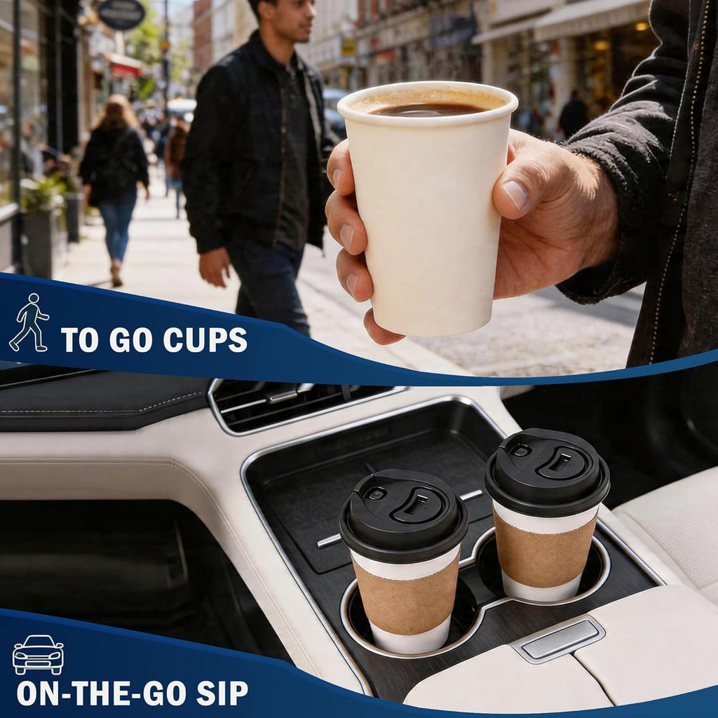 Disposable Paper Coffee Cups 12 oz 300 Count Bulk – Leak-Proof White Recyclable Cups