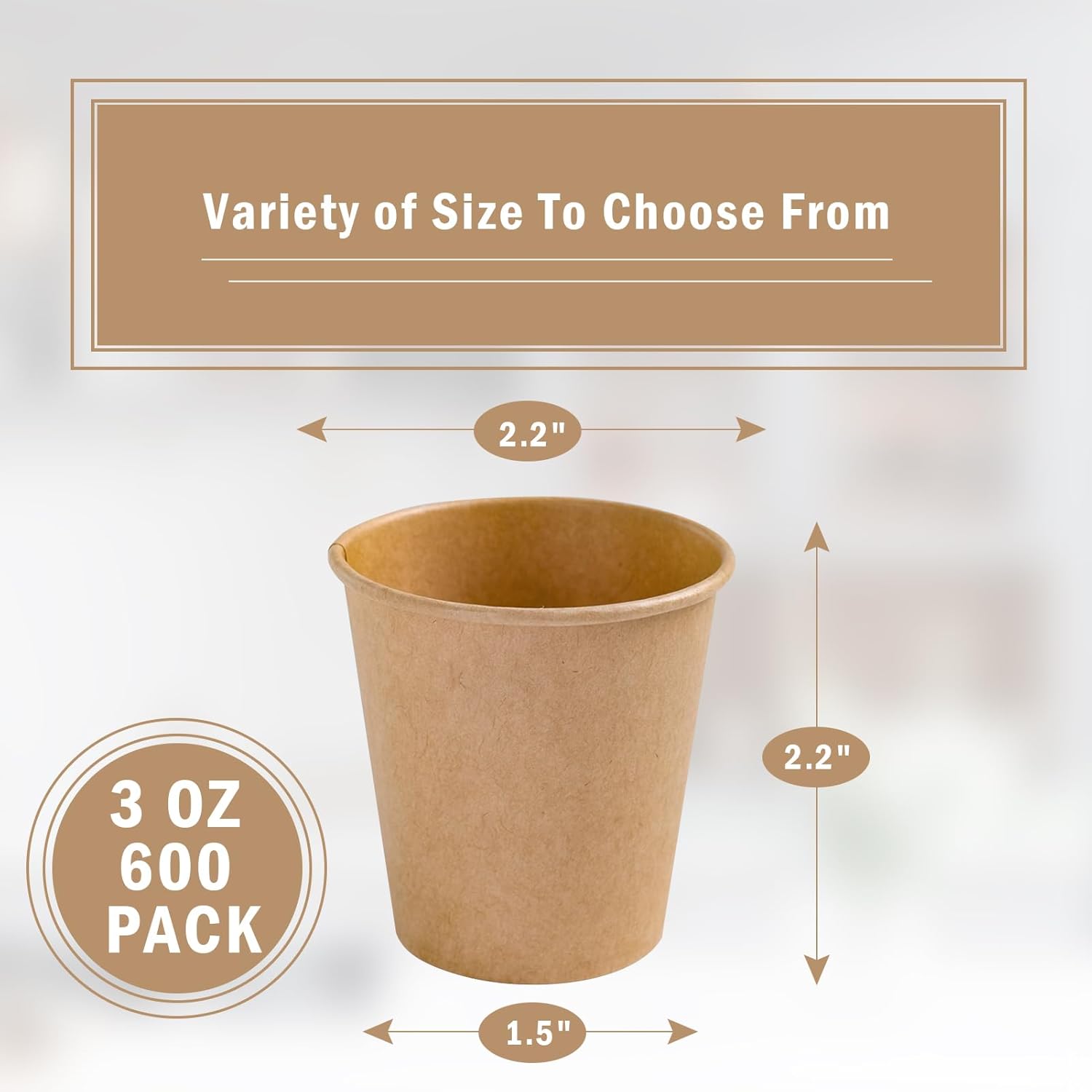 600 Pack 3 oz Kraft Paper Cups – Disposable Bathroom & Mouthwash Cups