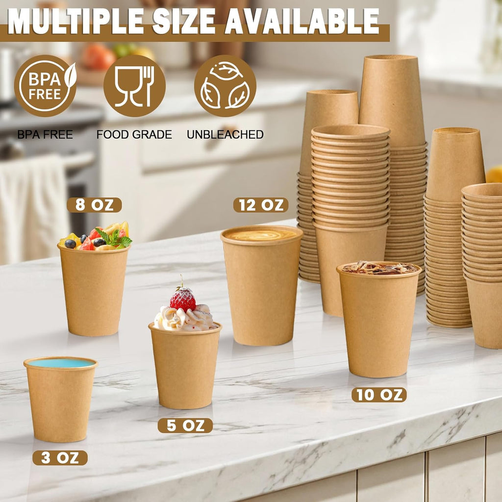 600 Pack 3 oz Kraft Paper Cups – Disposable Bathroom & Mouthwash Cups
