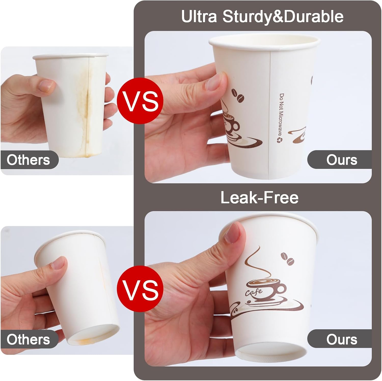 Coffee Cups 12 oz 240 Pack – Insulated Leakproof Disposable Paper Cups