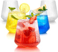 36 Pcs 12 oz Clear Ribbed Plastic Wine Glasses – Disposable Champagne & Whiskey Glasses