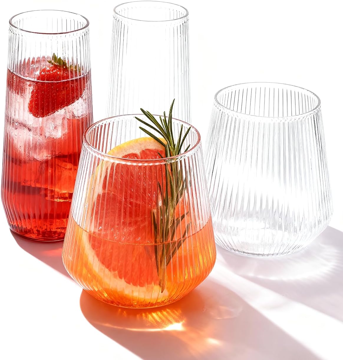 48 Pack Disposable Ribbed Origami Ripple Plastic Glasses Set – 24 Champagne Flutes & 24 Cups