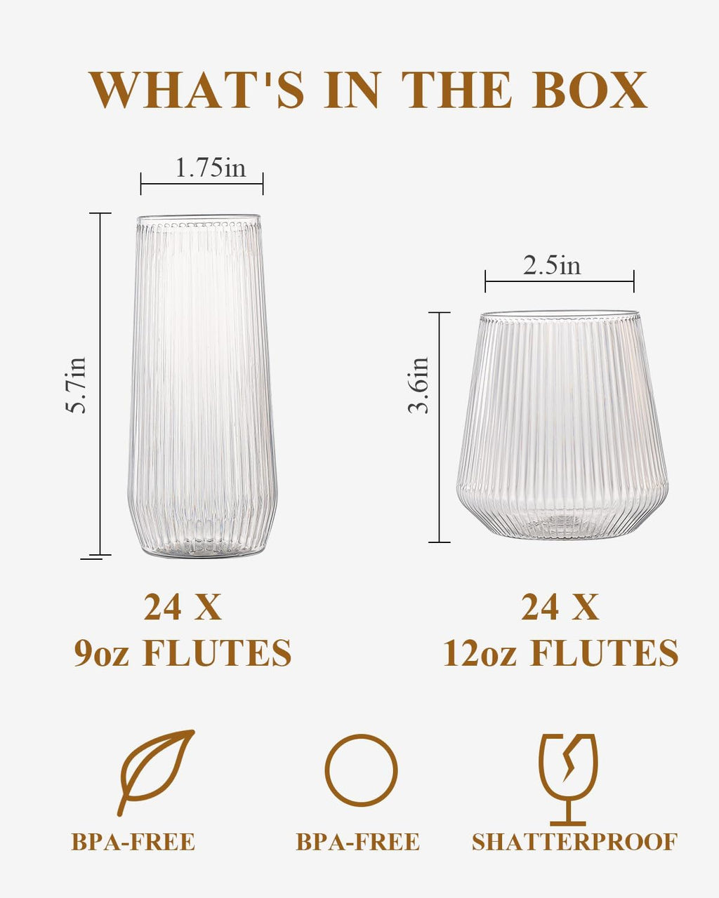48 Pack Disposable Ribbed Origami Ripple Plastic Glasses Set – 24 Champagne Flutes & 24 Cups