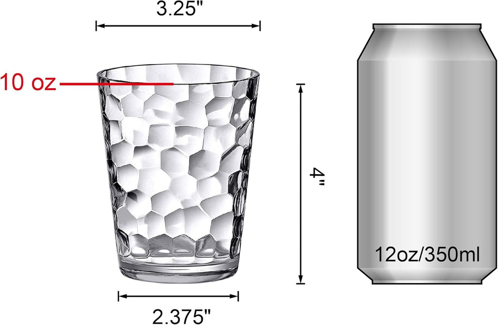 Iceberg 10 oz Plastic Tumblers Set of 8 – Clear Reusable Stackable BPA-Free Drinking Glasses