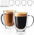 Coffee Mugs 12 OZ - Set of 6 with Spoons